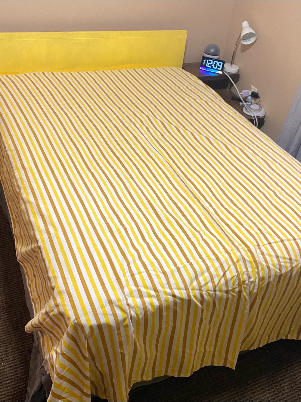 Vintage 70’s JC Penney Yellow and Brown Striped Twin Sheet Set Flat Fitted